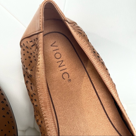 Vionic Perforated Leather Ballet Flats - Picture 3 of 7